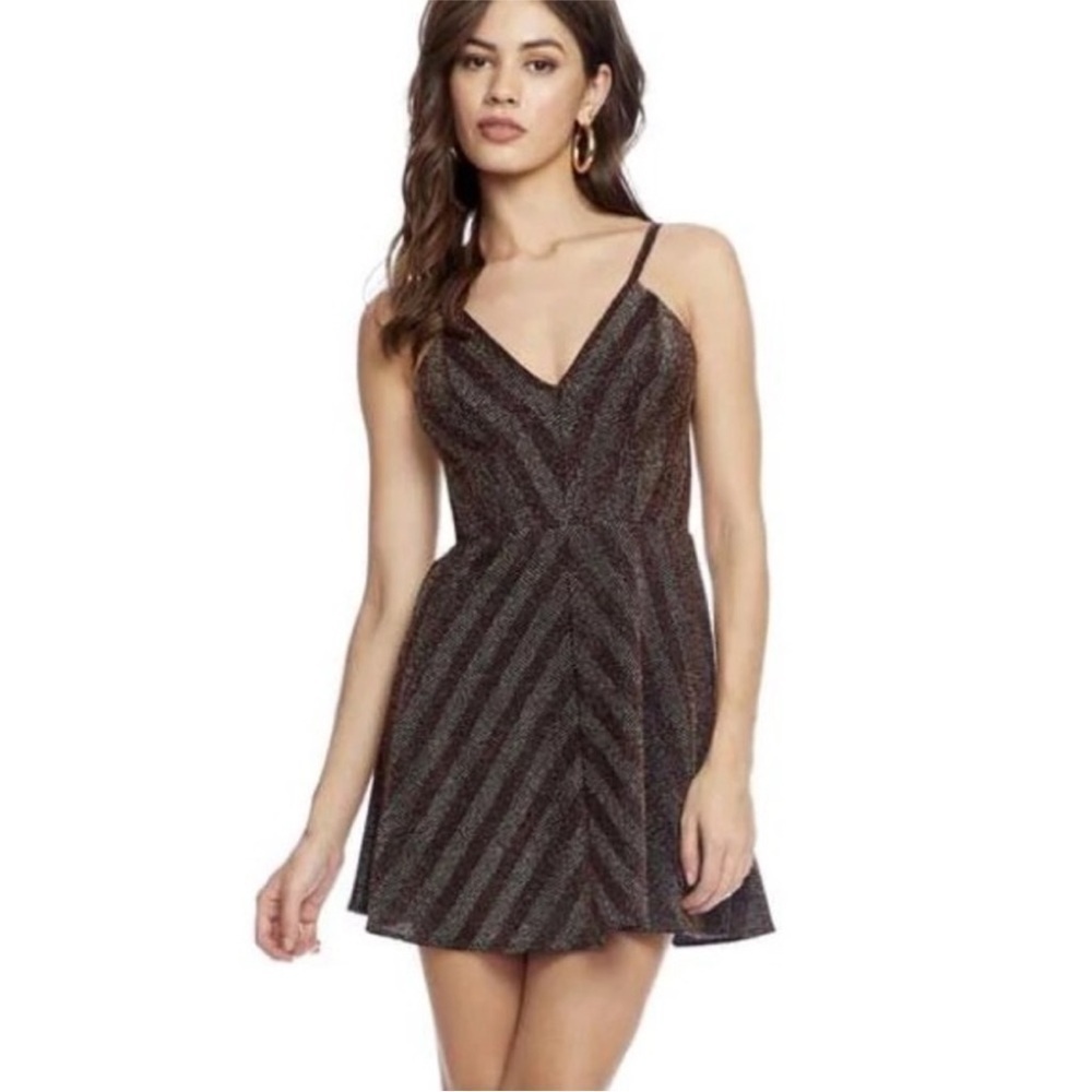 New Dress The Population x Cosmopolitan Trista Copper Gold Shimmer Dress XS